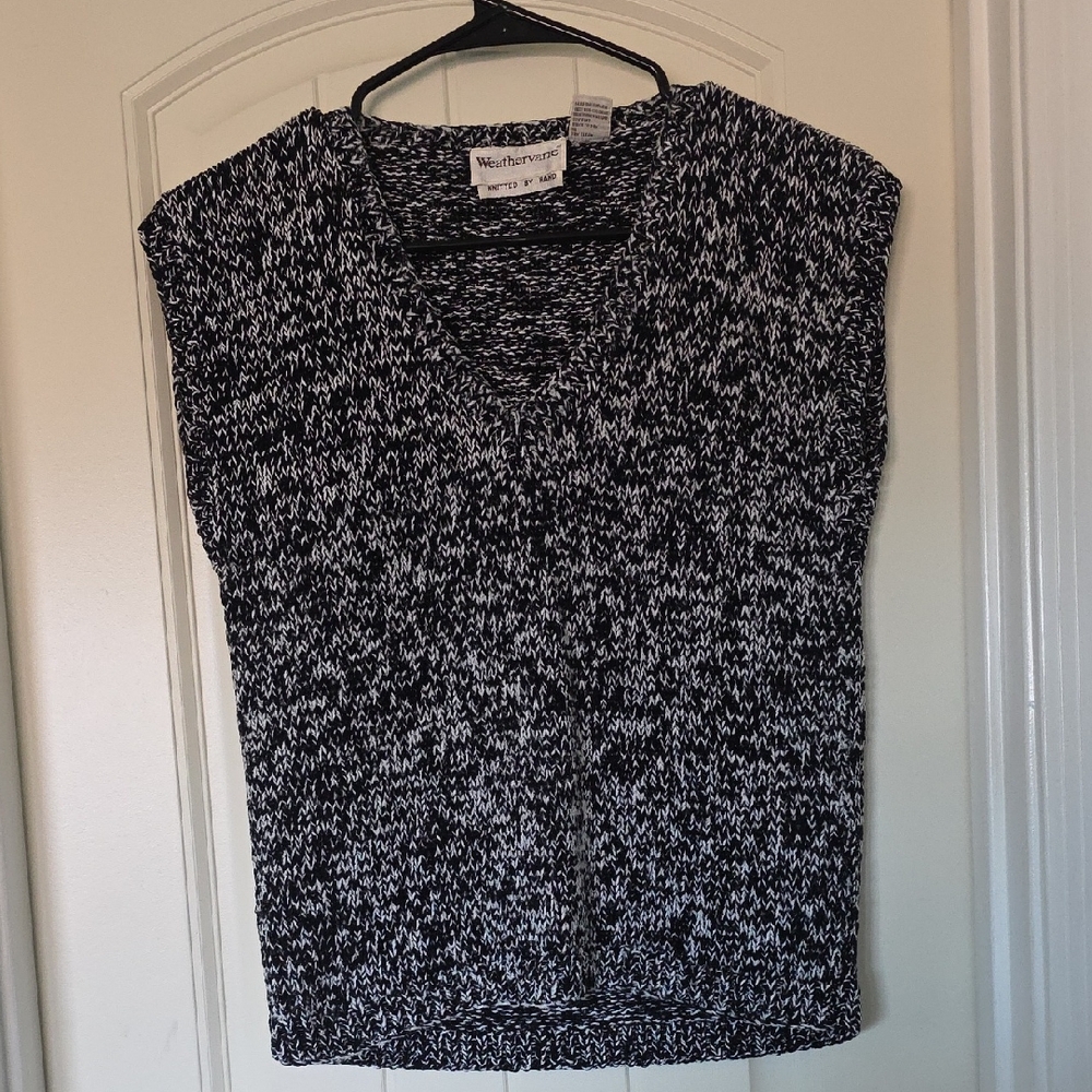Weathervane Black and White Knit Vest